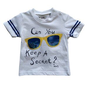 IKKS Baby Boy Big Sunglass Tee Shirt White